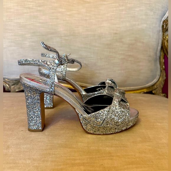 Kate Spade Glitter Heels With Bows - Picture 1 of 2